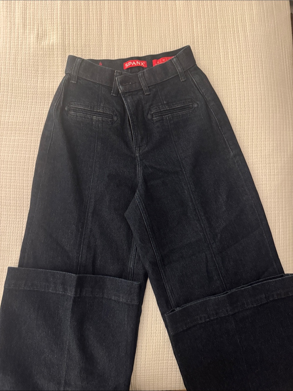 SPANX Denim Wide-Leg Jeans with Cuffed Hem